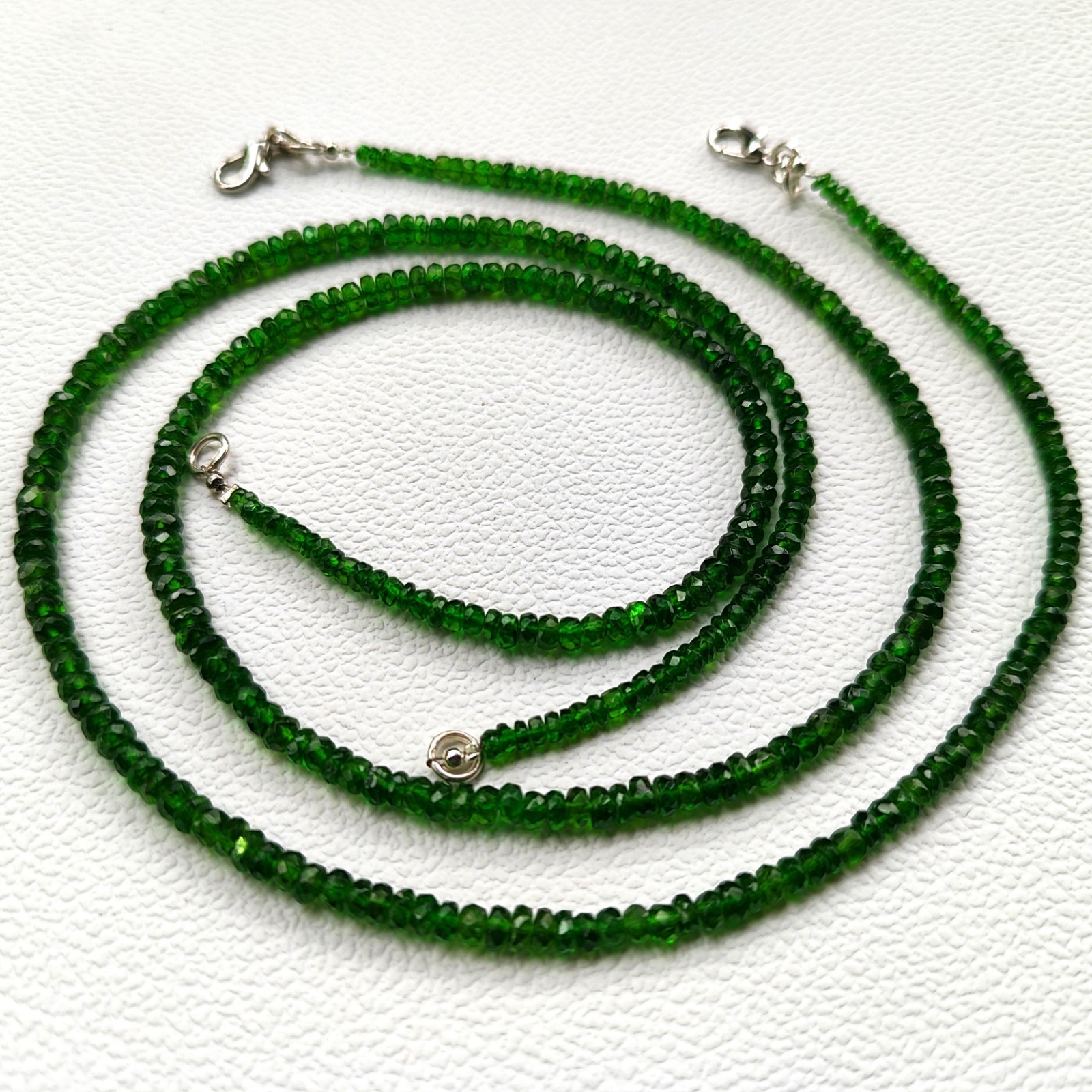 Chrome Diopside Faceted Rondelle Beads 16.5″ Necklace 3.5-4.5mm Gemstones