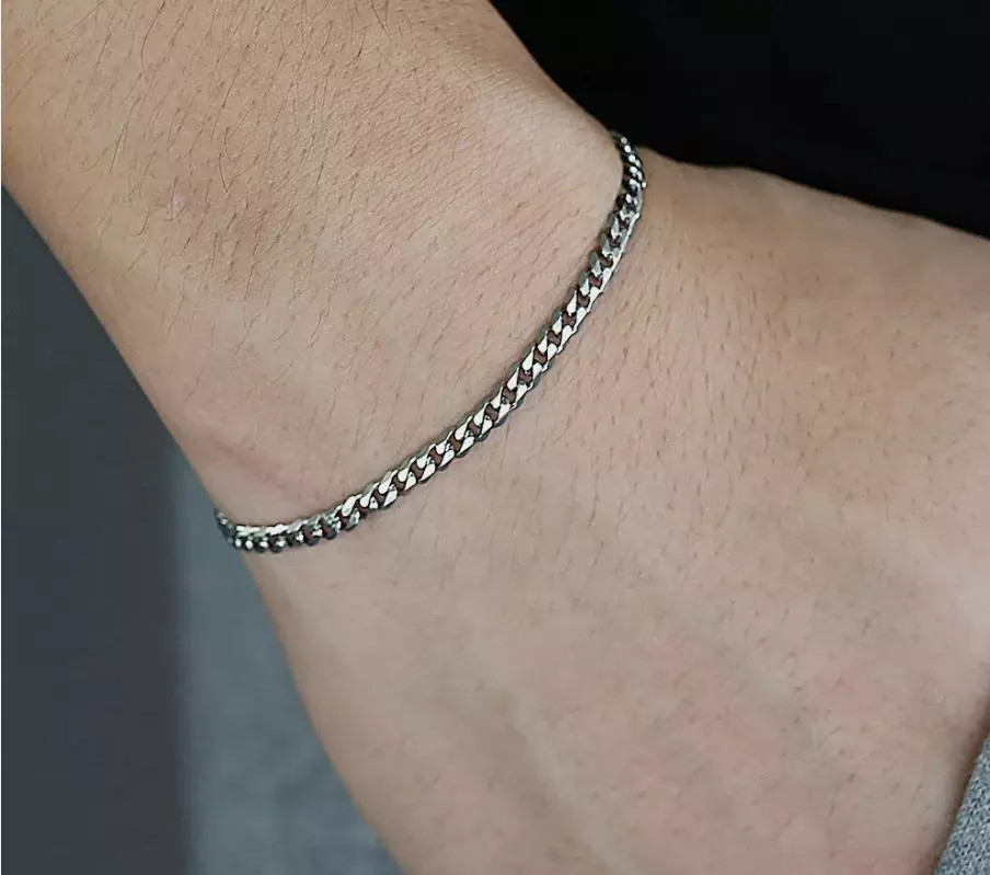 Cadena de Eslabón cubano para Hombre Acero Inoxidable de Plata Moda Hip Hop