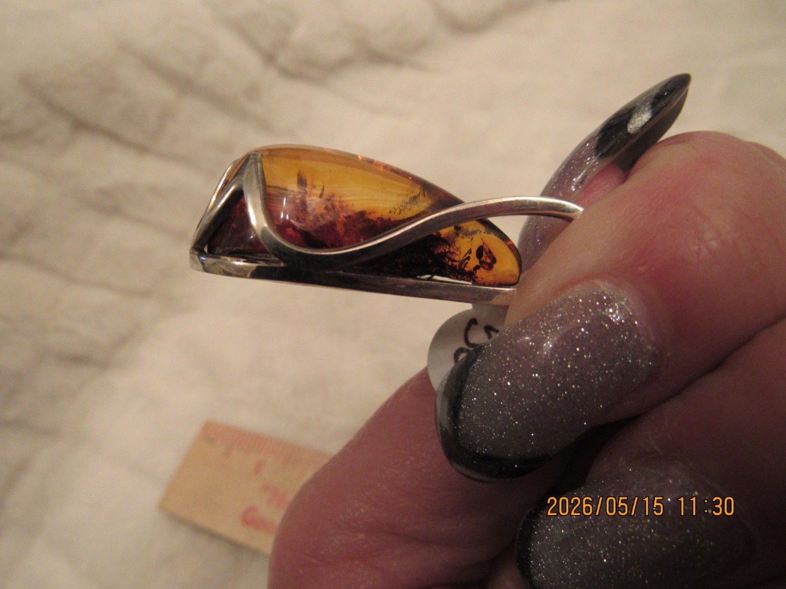 Sterling Silver Pendant Amber America