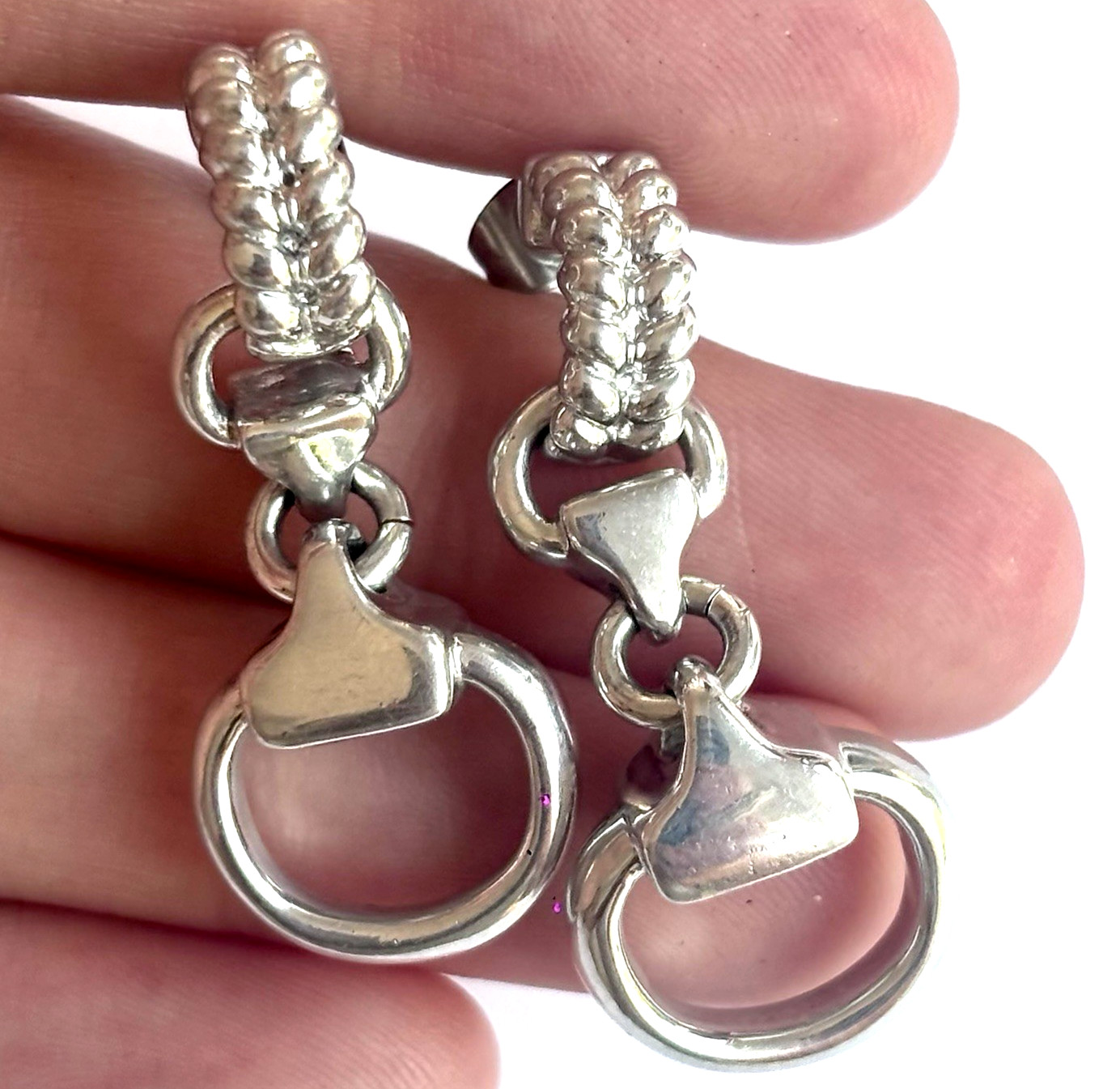 Arthur Court Aluminum Dangle Earrings 1.5in Riding Stirrup Discontinued Jewelry