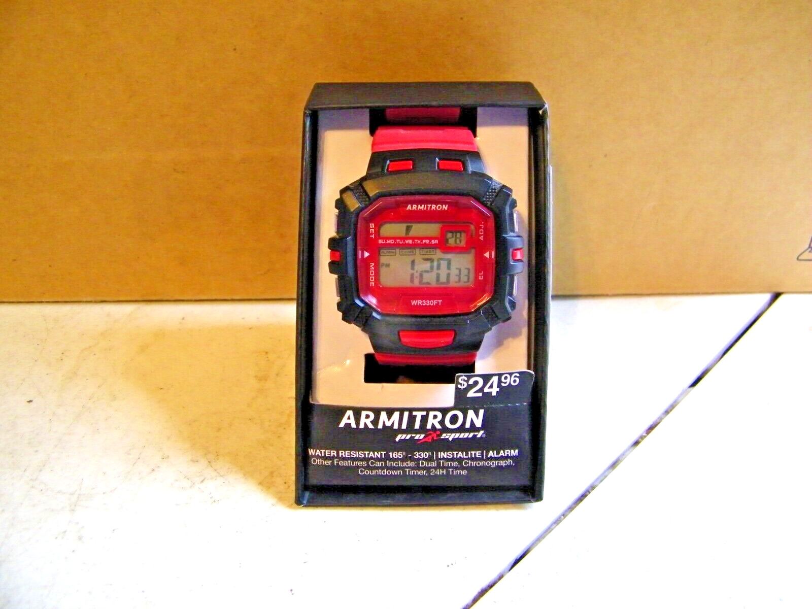 ARMITRON PRO SPORT Water Resistant 330ft, Instalite, Alarm, Men’s Watch New