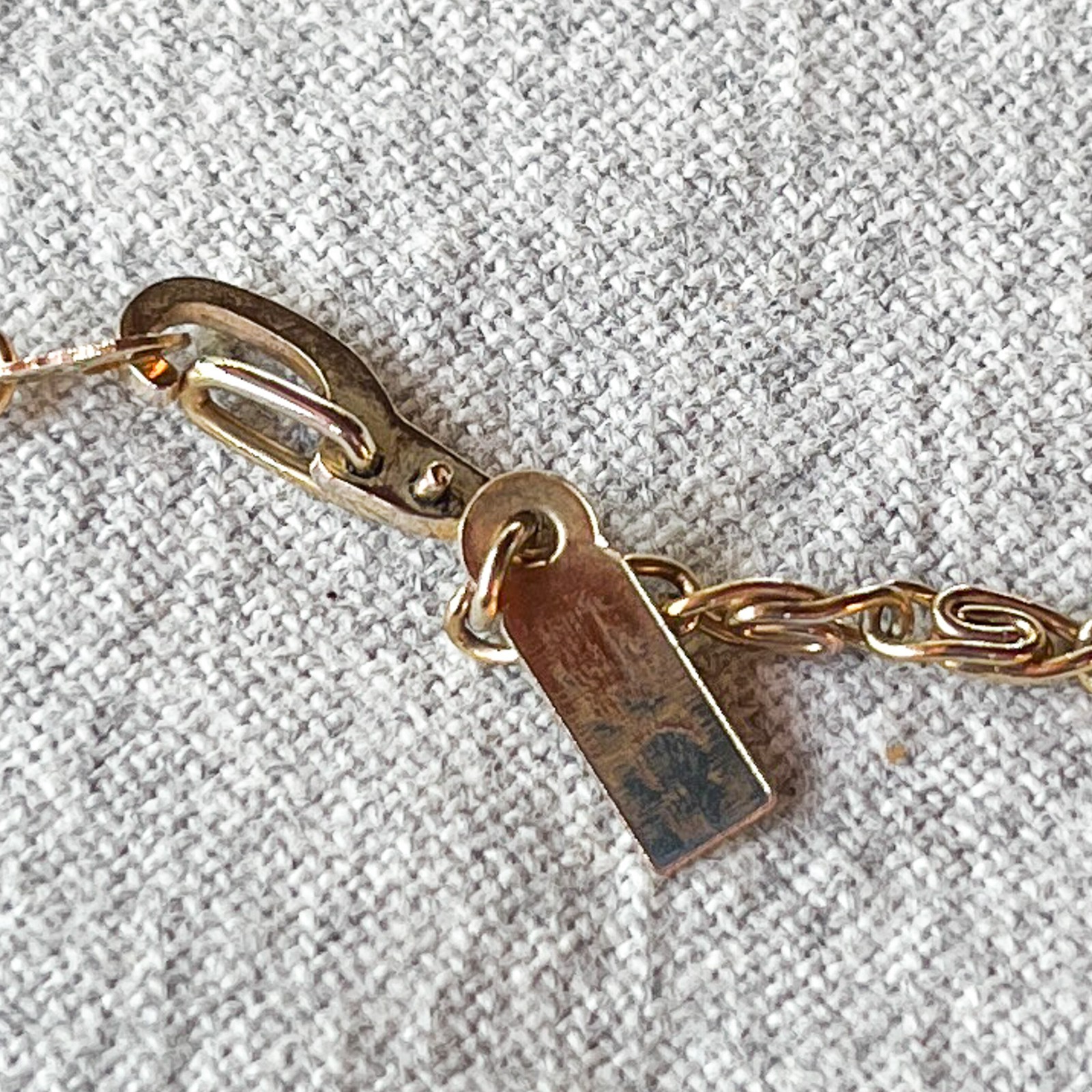 Vintage 1970s Flat Byzantine Scroll Link Chain Necklace 18K Gold Plated Unisex