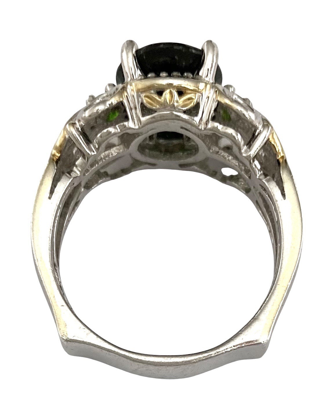 GEMS EN VOGUE Sterling Silver Gold Plated Oval CHROME DIOPSIDE Ring~RETIRED!