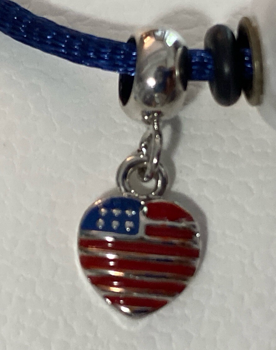 Bella Perlina Silver Tone USA Patriotic Slide Charms Rhinestones NWOB