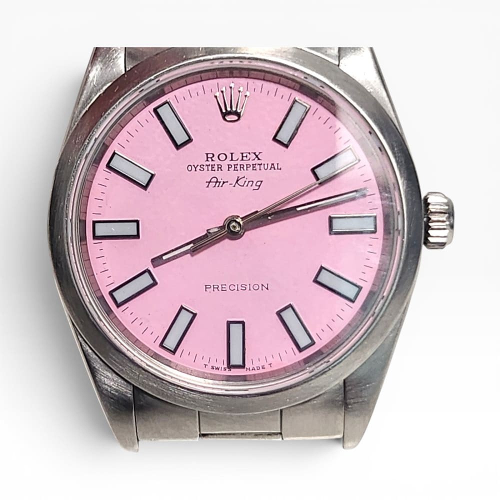 W/Papers 1993 Rolex Air King Precision 34mm Pink Dial Steel Watch 14000