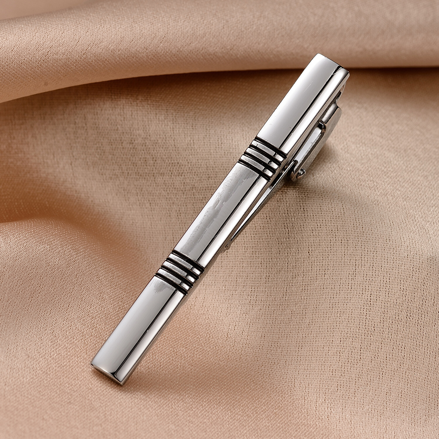 4pcs Classic Tie Clip for Men Striped Mens Tie Bar Set for Regular Ties Box Gift