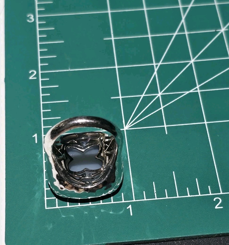 Stunning Sterling Silver 925 Black Druzy Quartz Signet Cocktail Ring Size 7