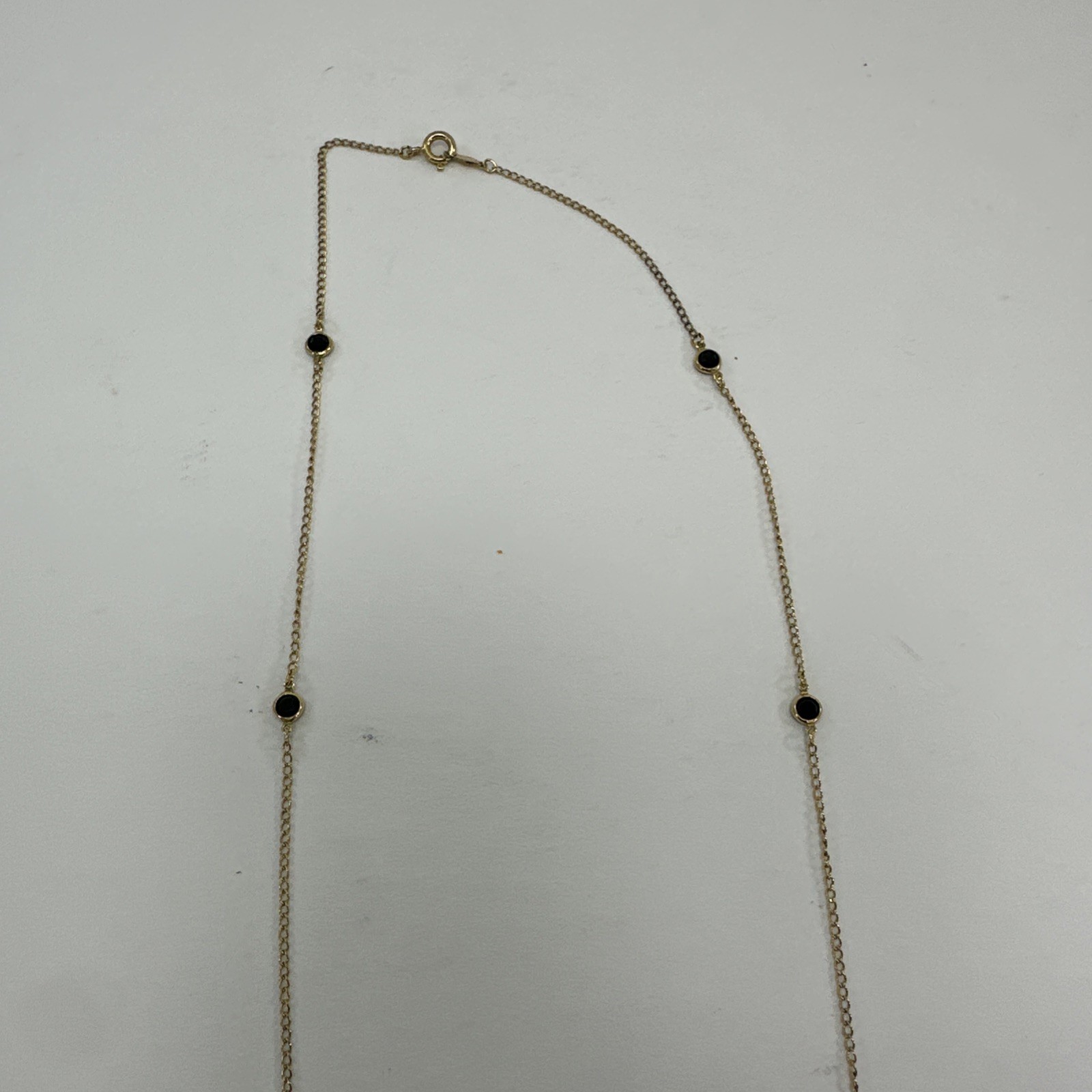Vintage 12K Gold Plated Necklace Gold GE Chain With Black Stones Dainty Classic