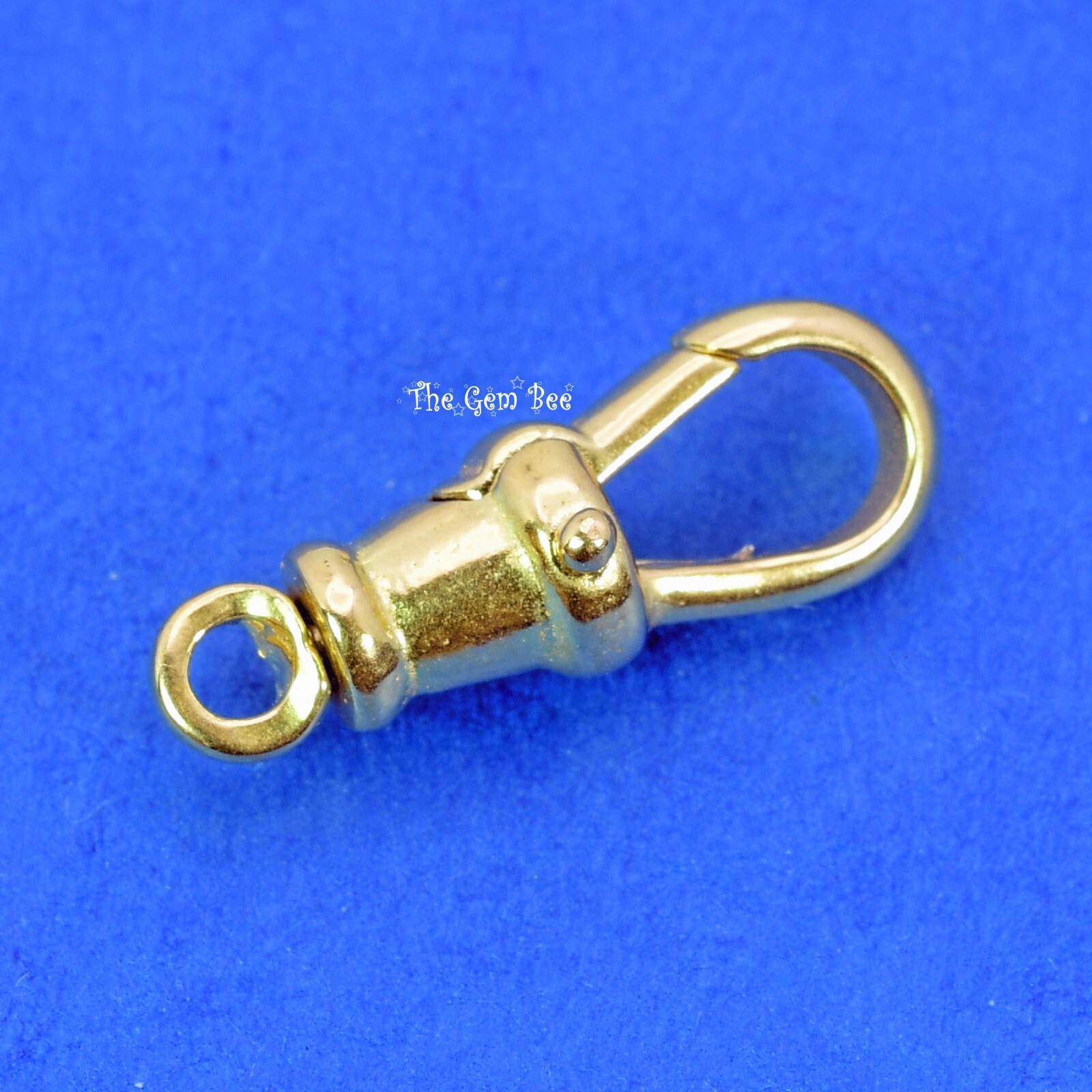 6.5mmx18mm Large 18k Solid Yellow Gold Swivel Push Lock Dog Clip Antique Clasp