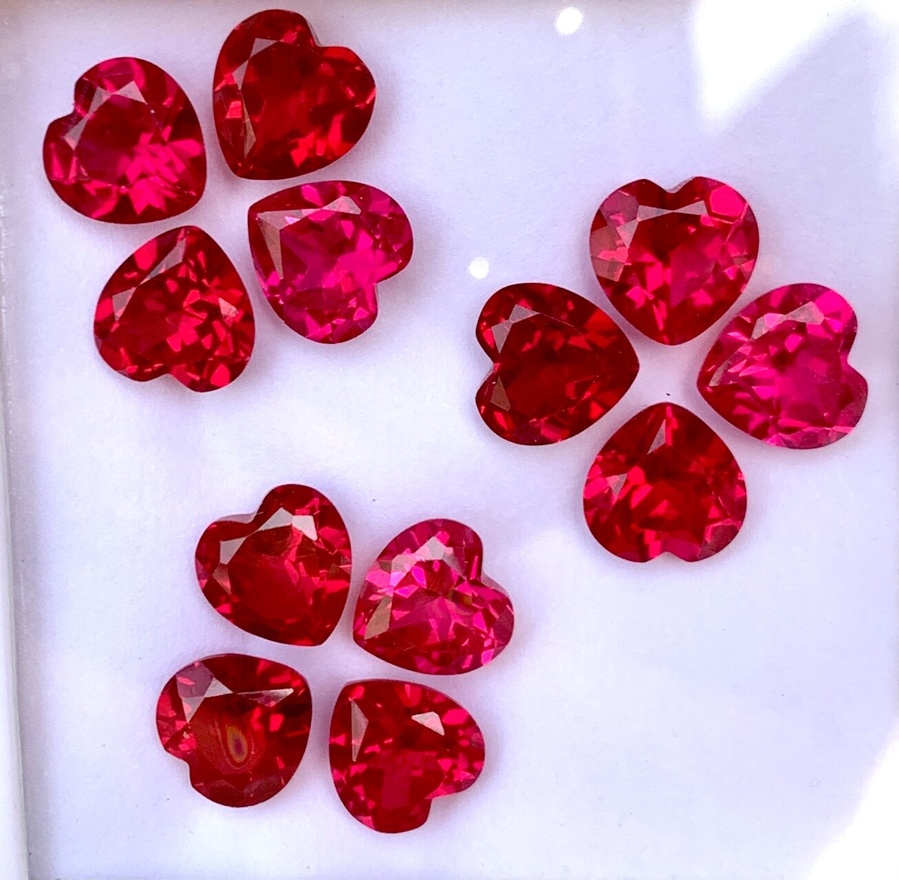 12 Pcs Natural Red Mogok Ruby Heart 10.00 MM Certified Treated Loose Gemstone