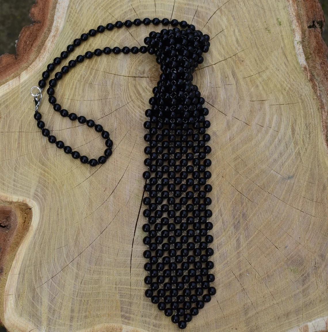 Elegante Perlen Krawattenkette Damen – Handgefertigte Halskette Collier Schmuck