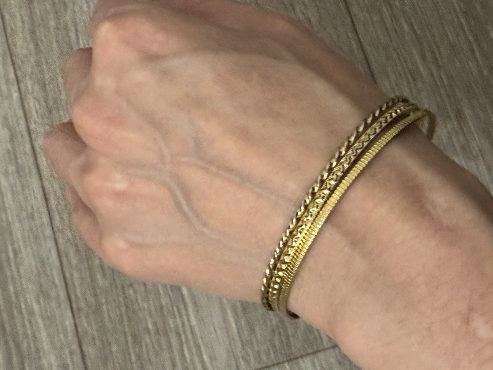 Set of 3 Gold Tone Stackable Bangle Bracelets, No Clasp, Metal, 2.75” Diameter