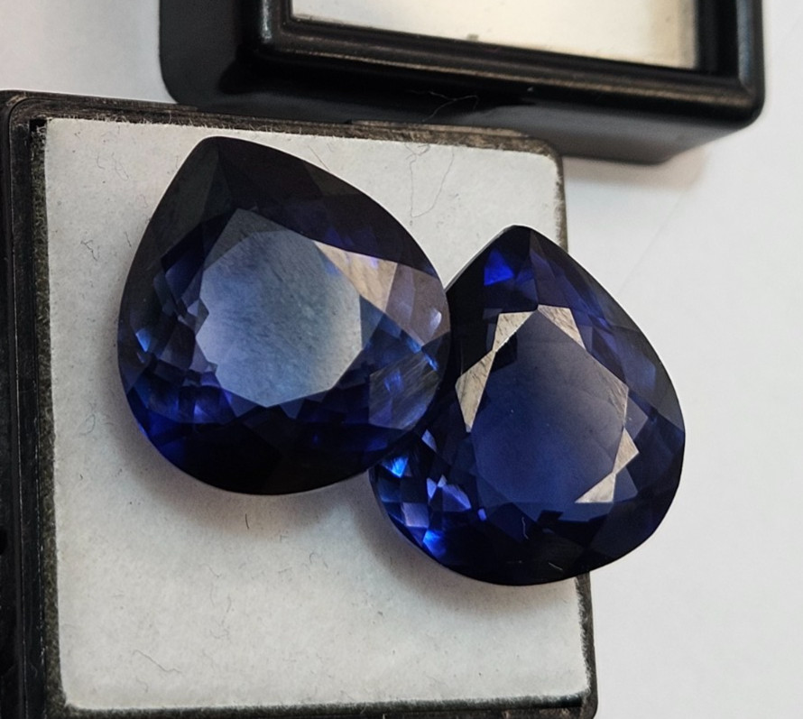 Blue Pear Cut 30+ Ct Natural Tanzanite Loose Pair GEMSTONE For Earring Making