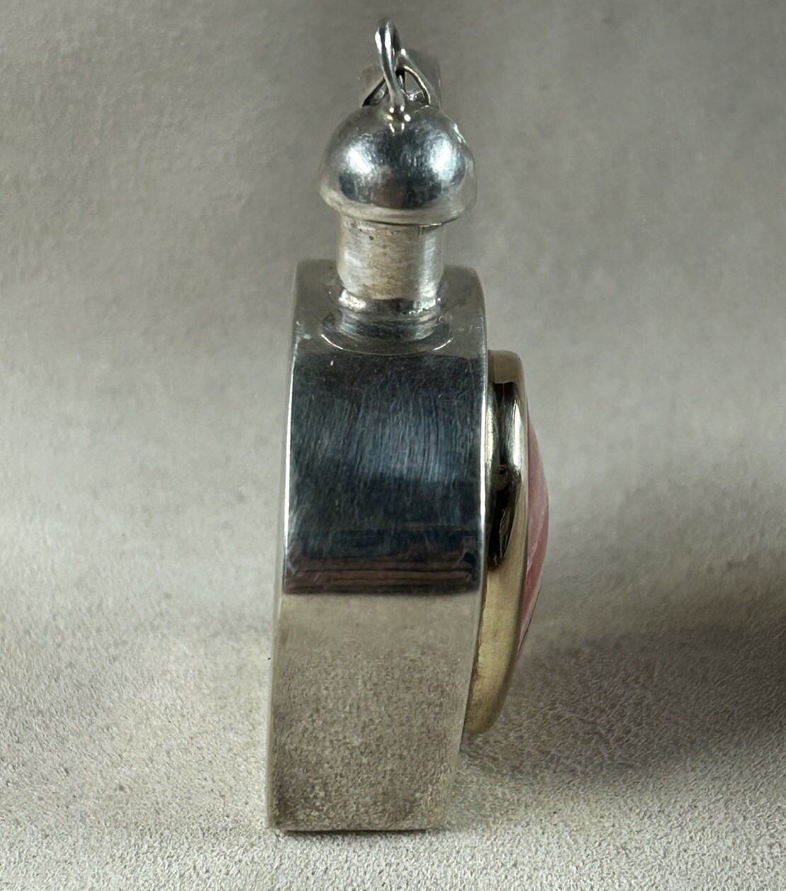 VTG Sterling Silver 14k Gold Rhodochrosite Perfume Bottle Pendant