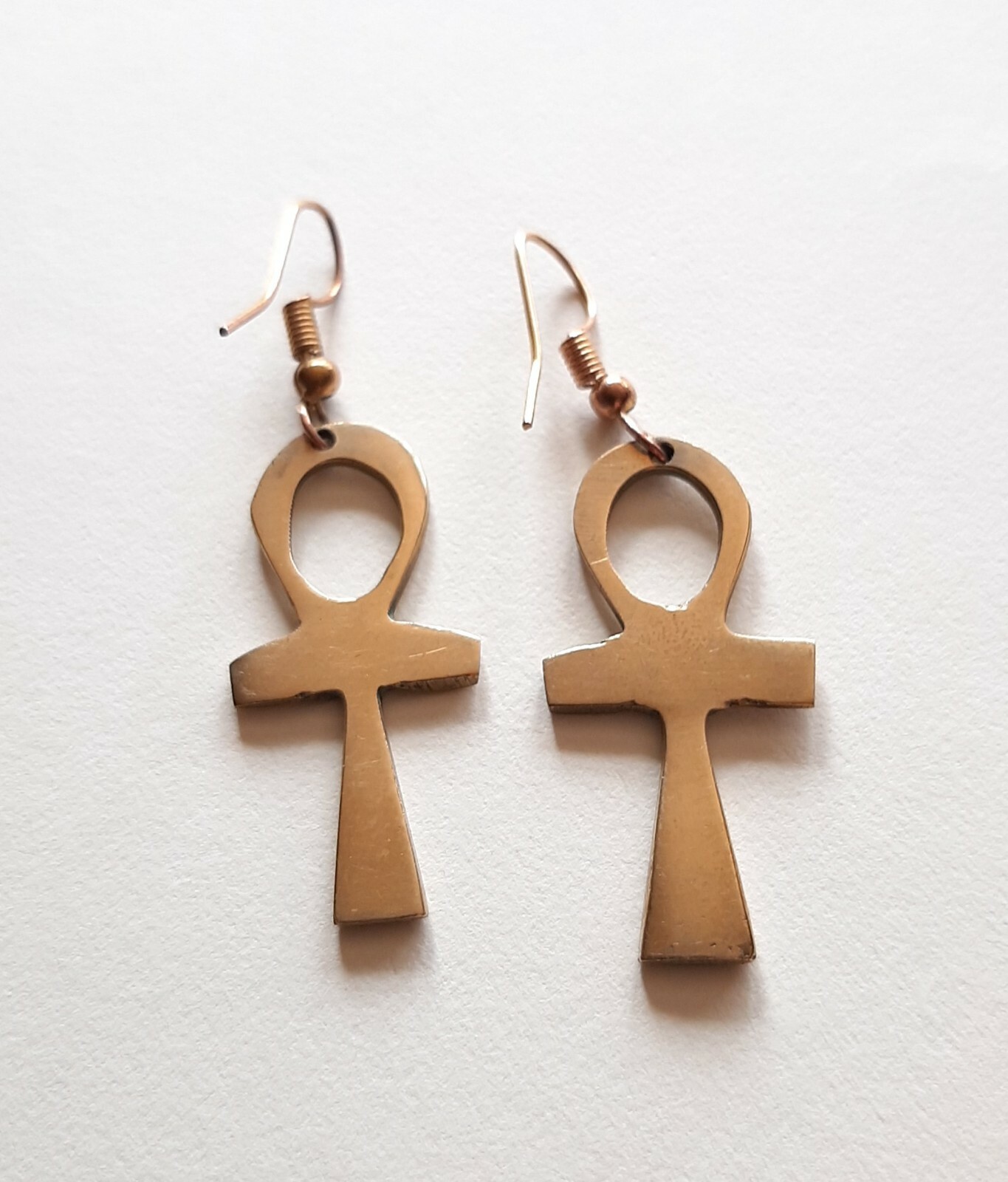 Brass Ankh Earrings from Kenya Africa Egyptian Cross