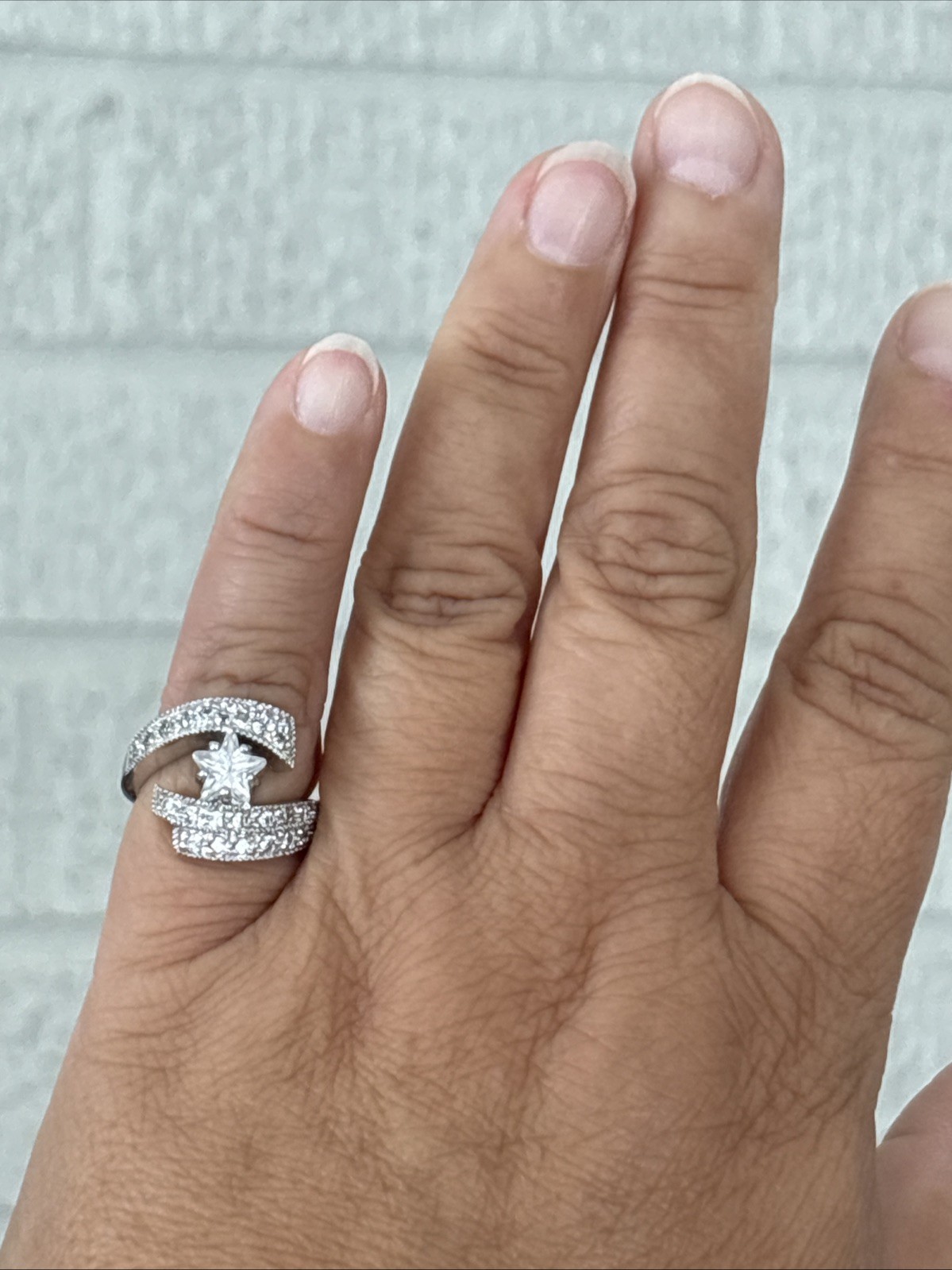 Sterling Silver Palladium Cubic Zirconia Bold Shooting Star Ring Size 6