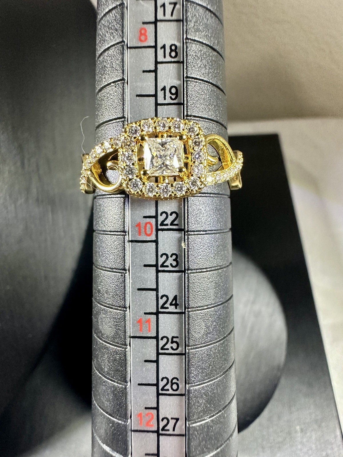 .012 Carat Round Moissanite Engagement Ring 18k Plated Sterling Silver 925 Sz. 9