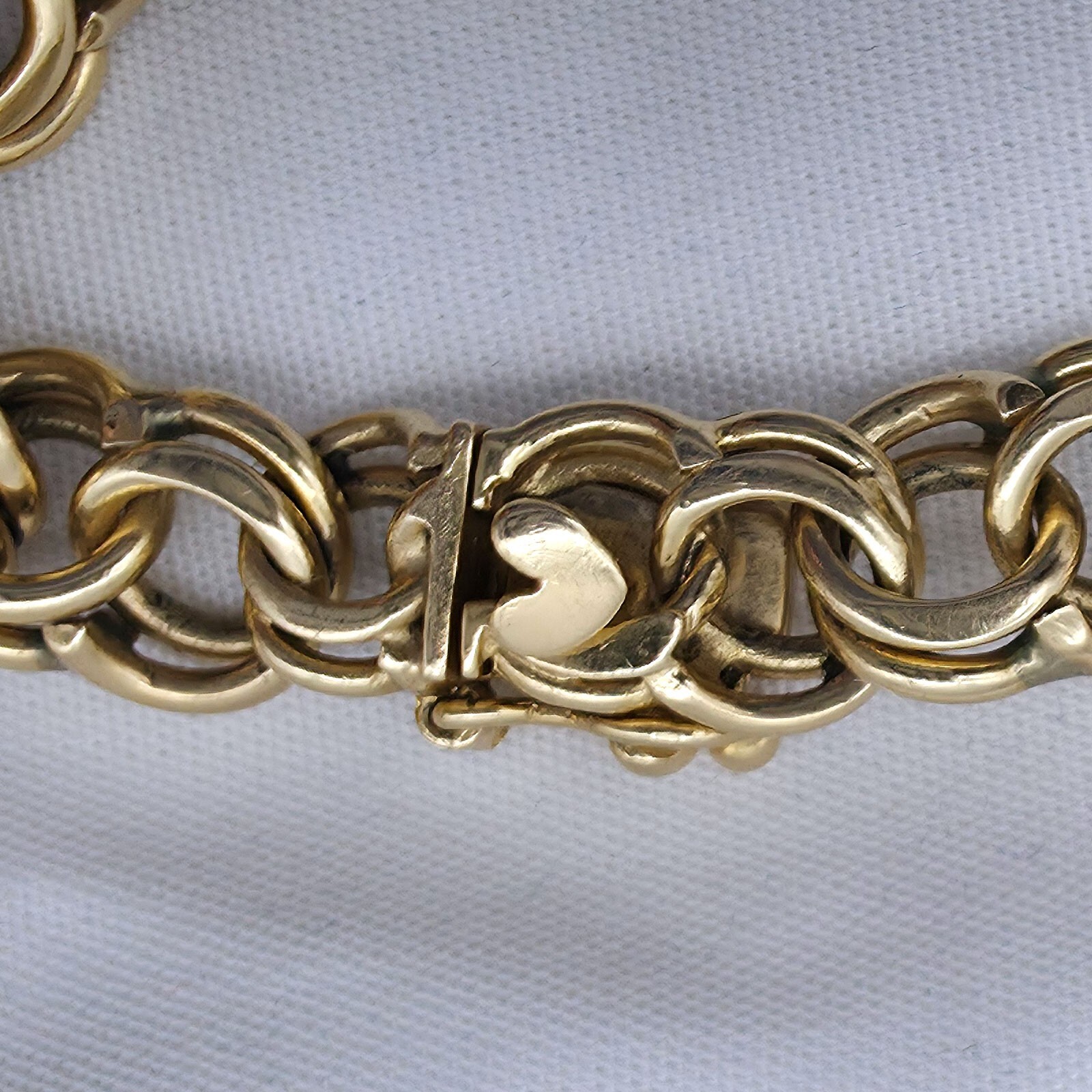 14k Double Cable Link Bracelet 7.5” 31.7 grams Push Lock with Safety Catch