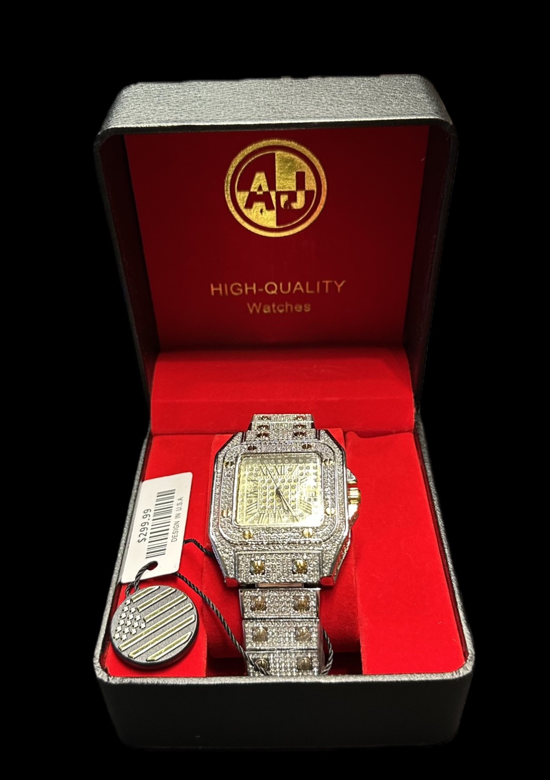 Men’s Watch AJ USA Iced Out VVS Crystals Stainless Steel Sparkler!!!