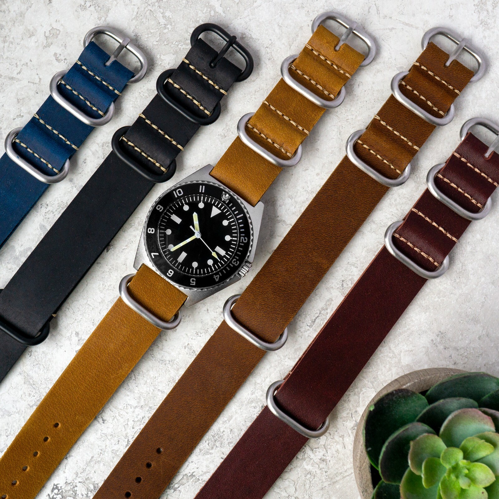 Crazy Horse Leather One Piece Watch Band – Oxblood Red – 18, 20, 22 or 24mm