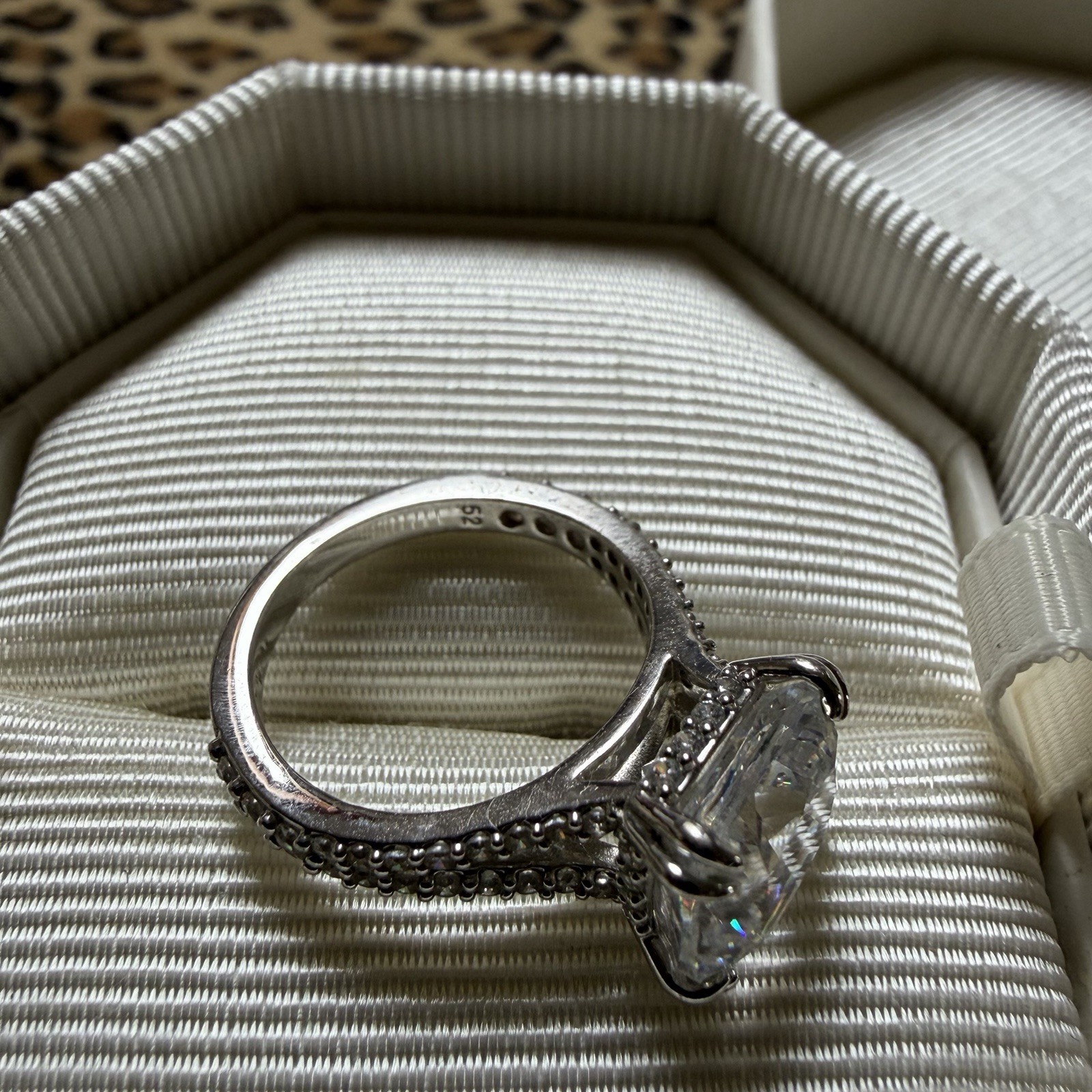 Swarovski Crystal Stilla Cocktail Ring Square-Cut Engagement CZ Size 52 6