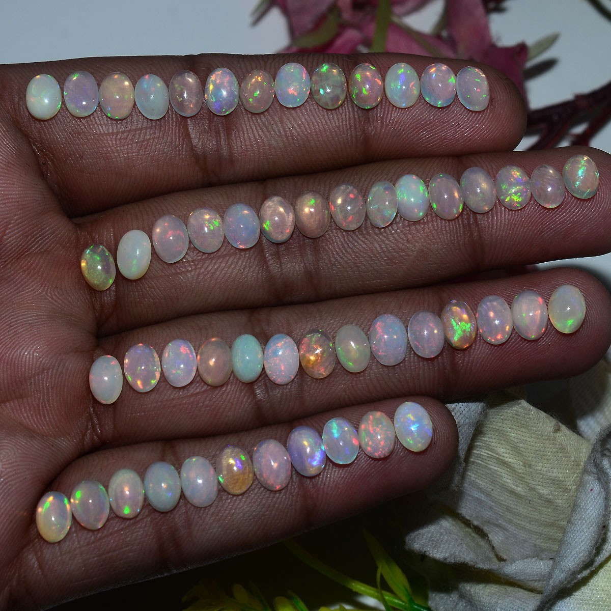 Set 15 Pcs Natural Opal Ethiopian Hi-Grade 7mmx5mm Flashy Colors Loose Gemstones