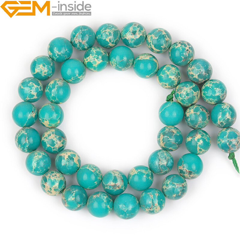 15” Round Assorted Color Stone Beads Natural Sea Sediment Loose Beads Jewelry