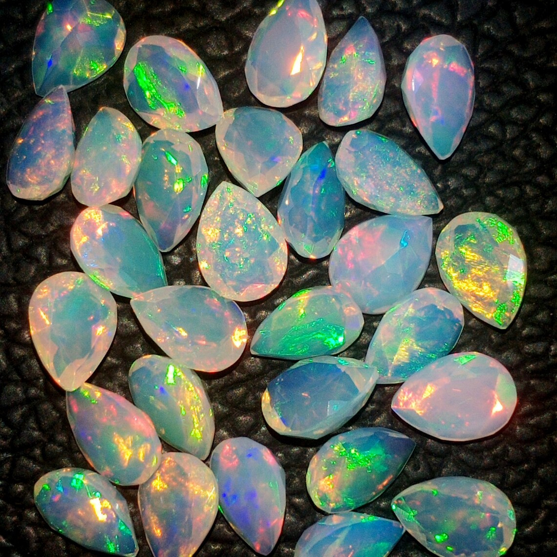 Amazing Ethiopian Opal Pear Faceted Size 5x7mm Rainbow Fire Opal Loose Gemstone