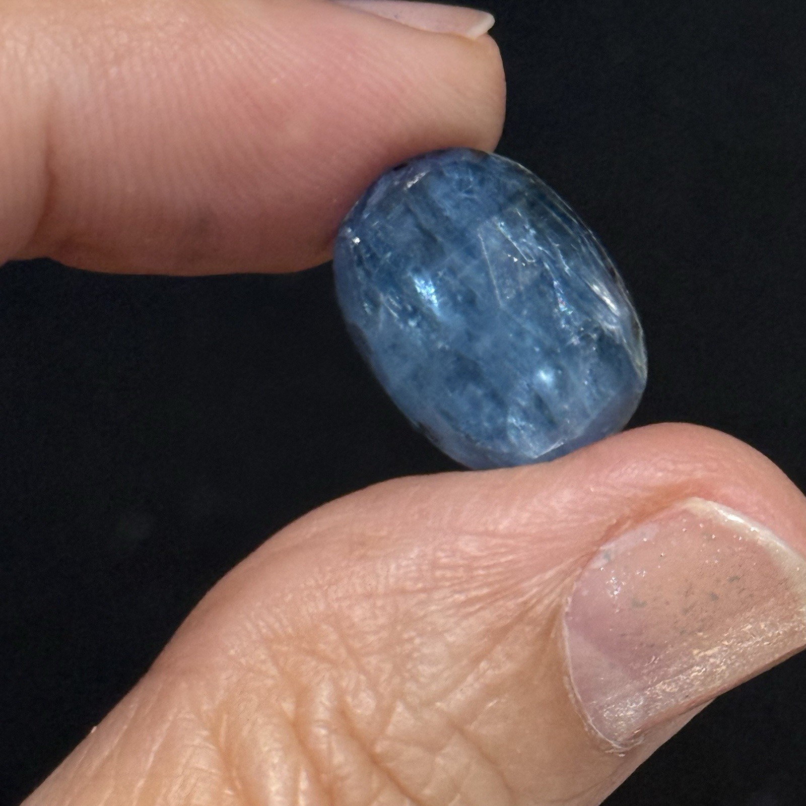 12.1ct 16.4×12.2×5.6mm Fine Blue Faceted Kyanite Oval Cabochon Loose Gem