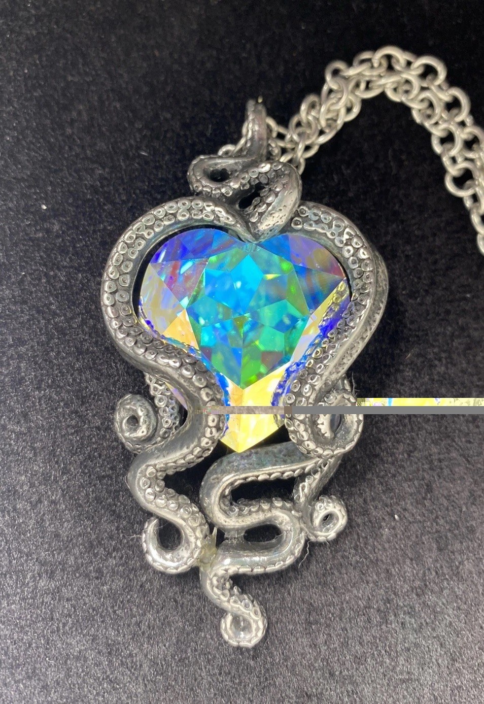 Alchemy England Pewter Gothic Cthulhu Heart Crystal Octopus Pendant