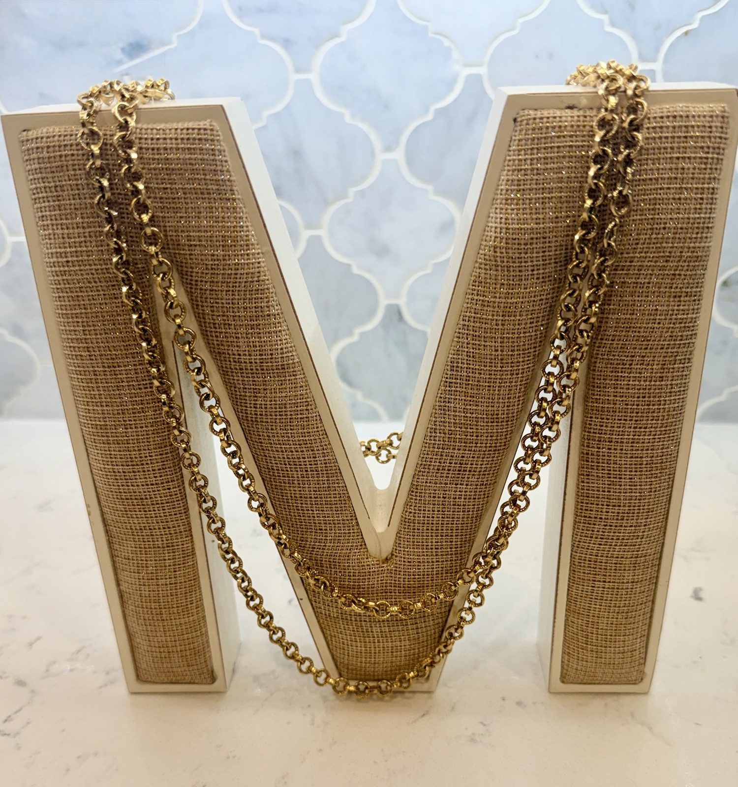 Vintage NAPIER Gold Tone 48″ Heavy Rolo Chain Necklace 78g Sautoir Signed 1980s