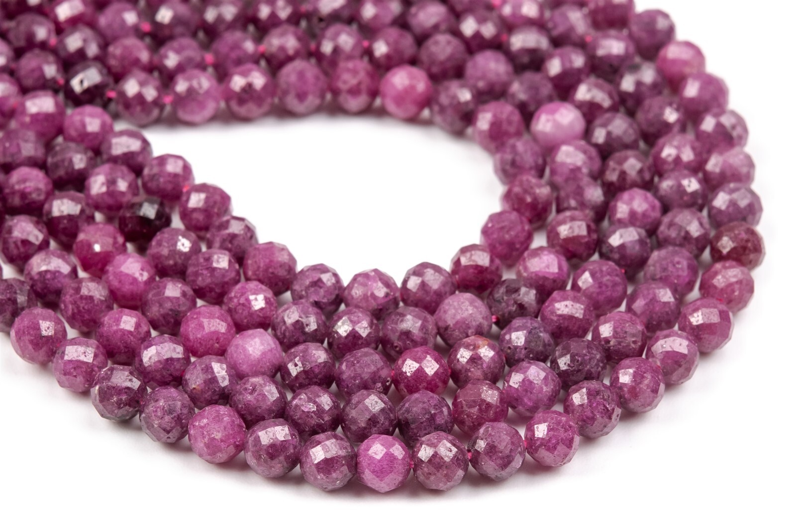 5-6MM Genuine Natural Purple Red Ruby Beads Grade AA+ Faceted Round Loose Beads