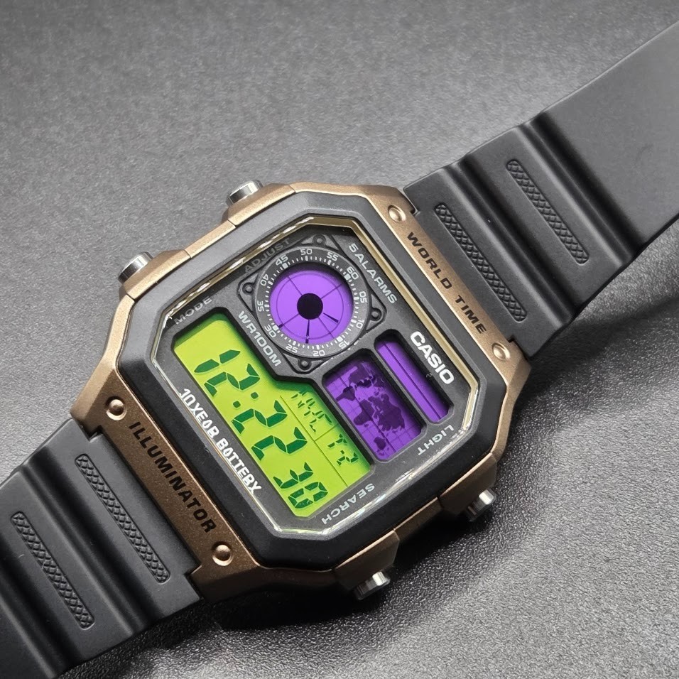 Joker Theme Based on CASIO AE-1200WH-5AV. Royale World Time Watch Mod.
