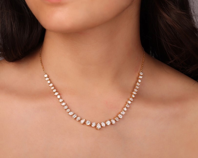 graduation Tennis Necklace 925 Sterling Silver Lab Created Moissanite necklace
