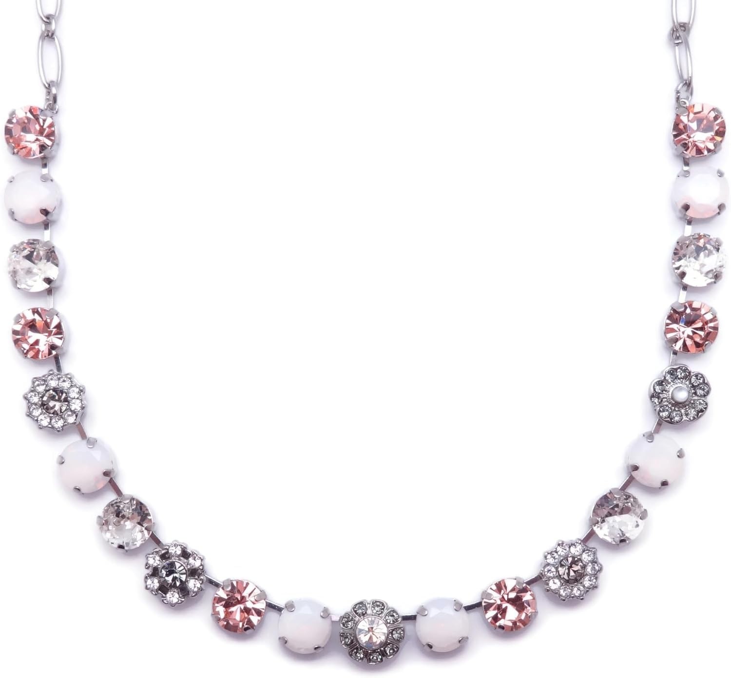 Mariana Ice Queen Silver Necklace Peach Grey White Crystal Mix Flower 1154 NWT