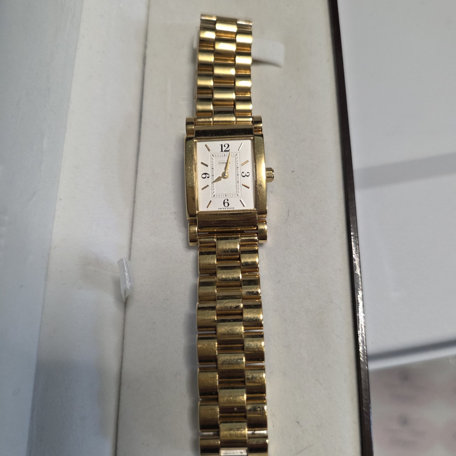 Coach Liz Rectangular Gold Tone Watch WO-15 EUC With Box