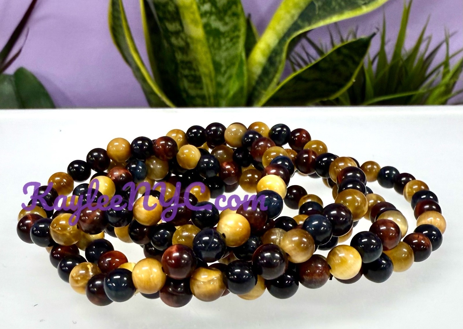 Wholesale Lot 6 Pcs Mix Tiger Eye 6mm 7.5” Crystal Healing Stretch Bracelet