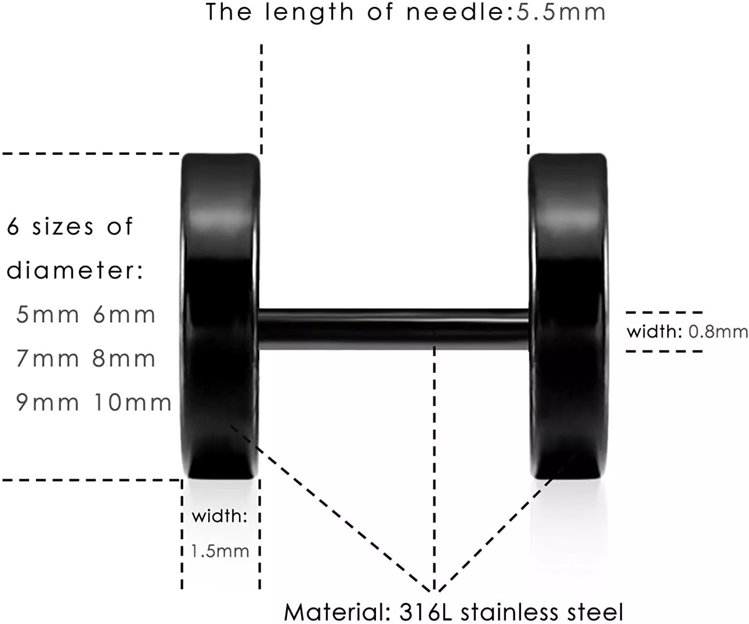 Hypoallergenic Steel Flat Back Stud Earrings for Women Men Cartilage Screw Back