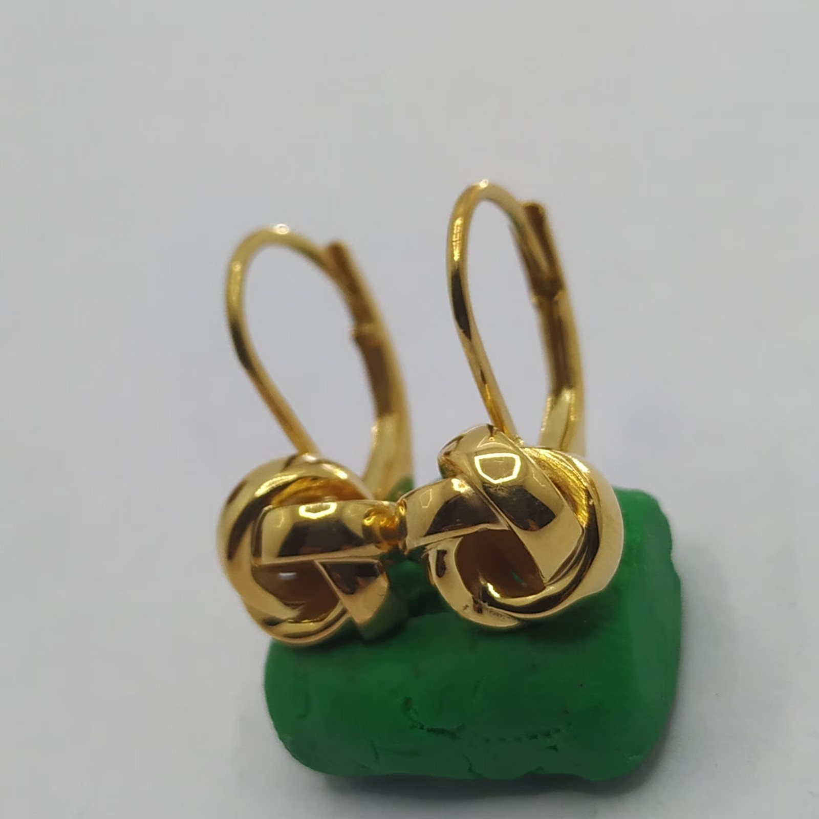 14K Yellow Gold Plated Italian Knot Drop Dangle Twisted Lever-back Earrings