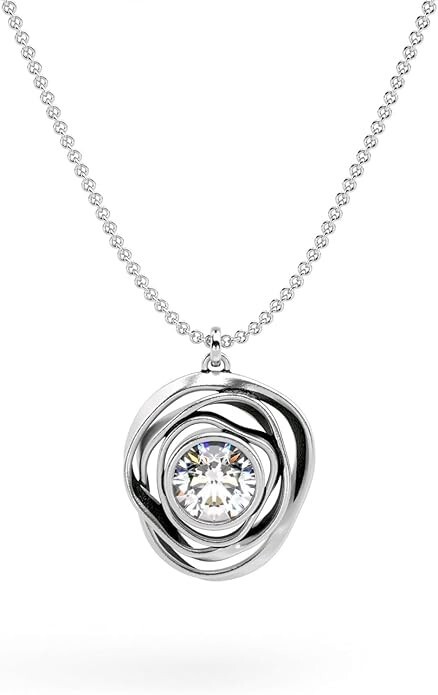 925 Sterling Silver Cubic Zirconia Necklace for Woman by Paz Creations, Sterling