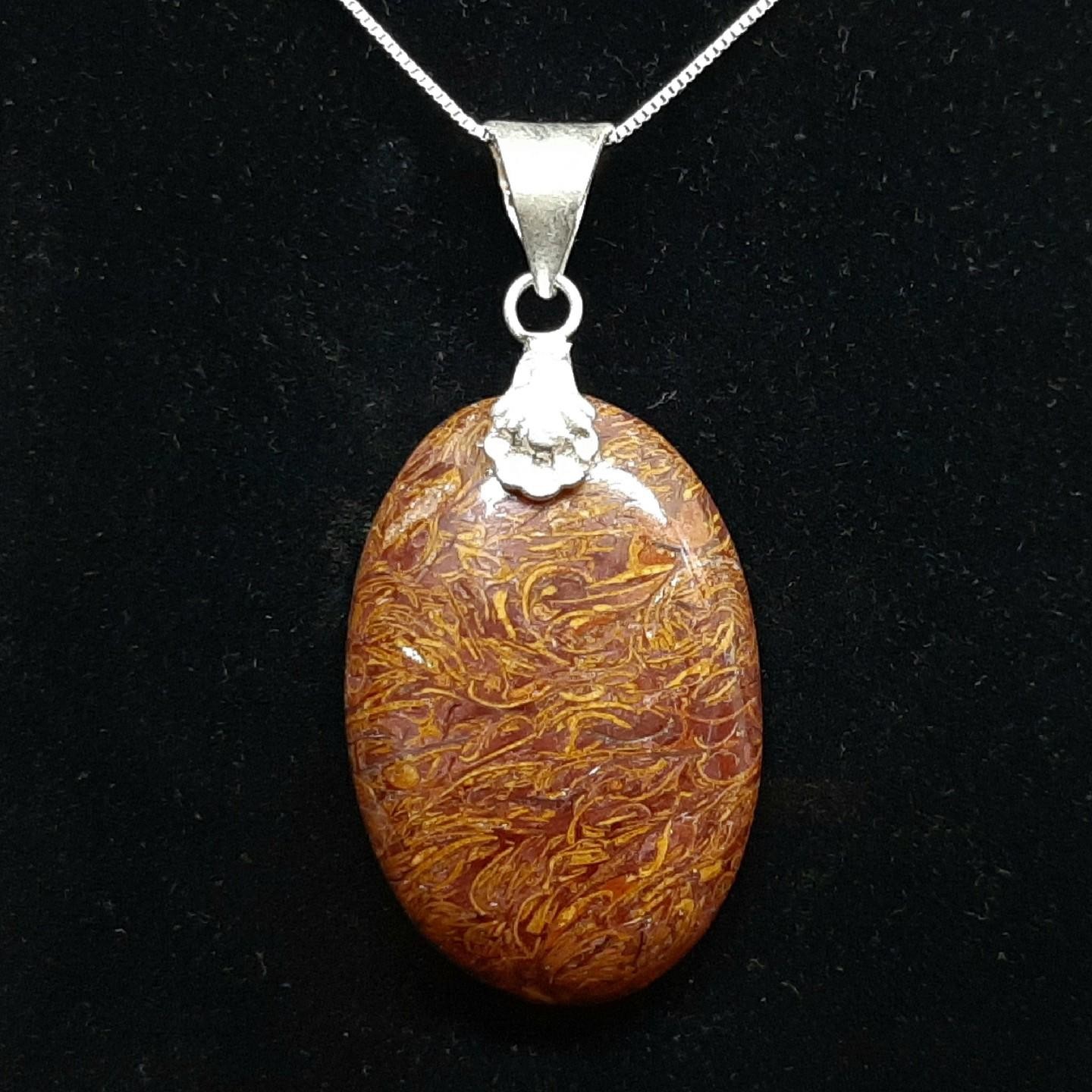 LARGE 20.60ctw Jasper Cabochon Silver Pendant 13.3g