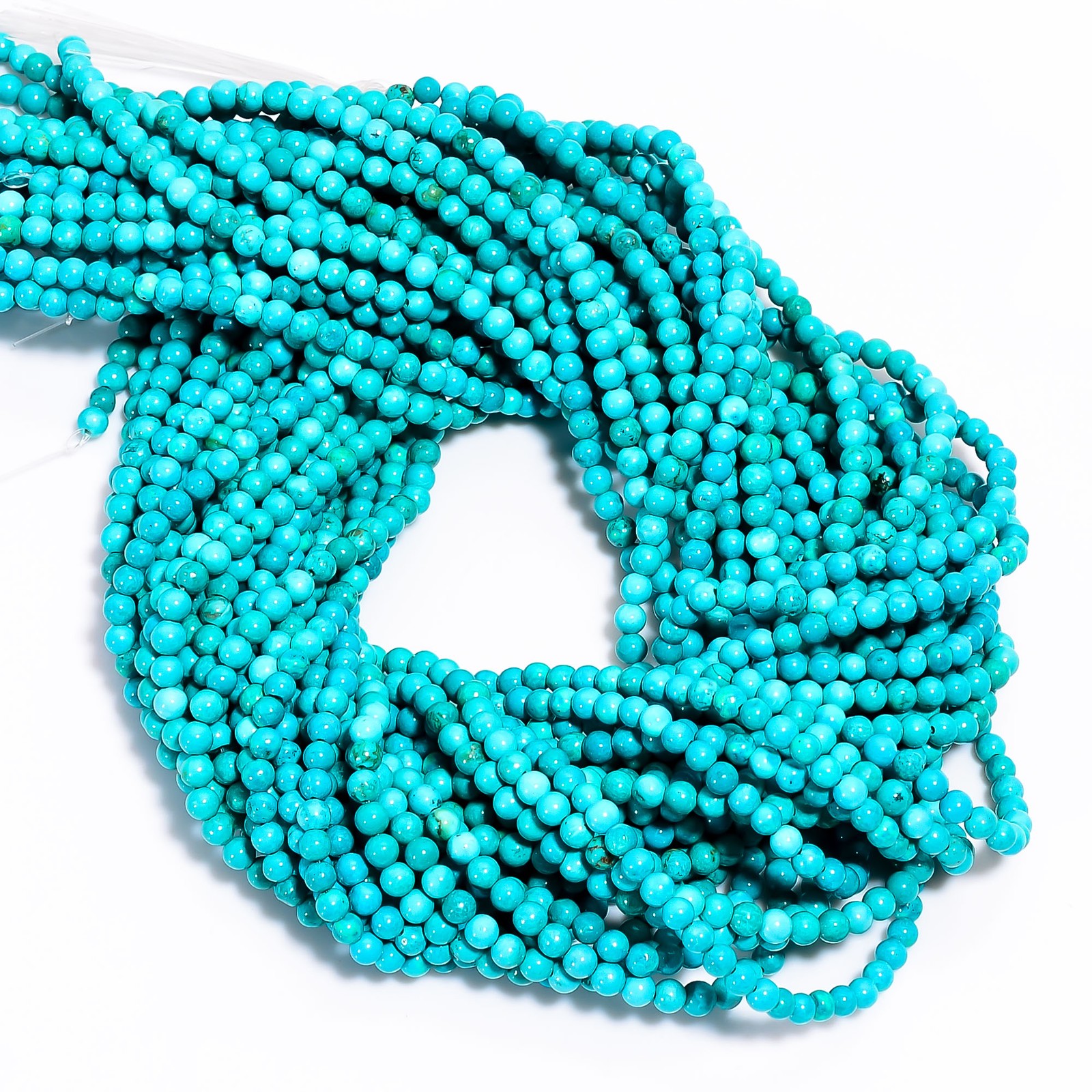 Natural Turquoise Howlite Gemstone Round Smooth Beads 4X4.5 mm Strand 15″ UGB605
