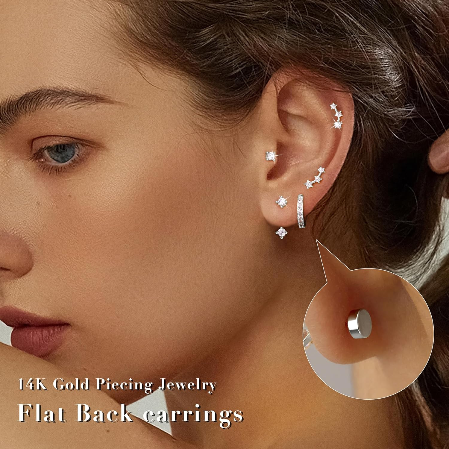 3 Pairs Dainty Small Earrings Set for Women Trendy, Birthstone Stud Huggie Hoop