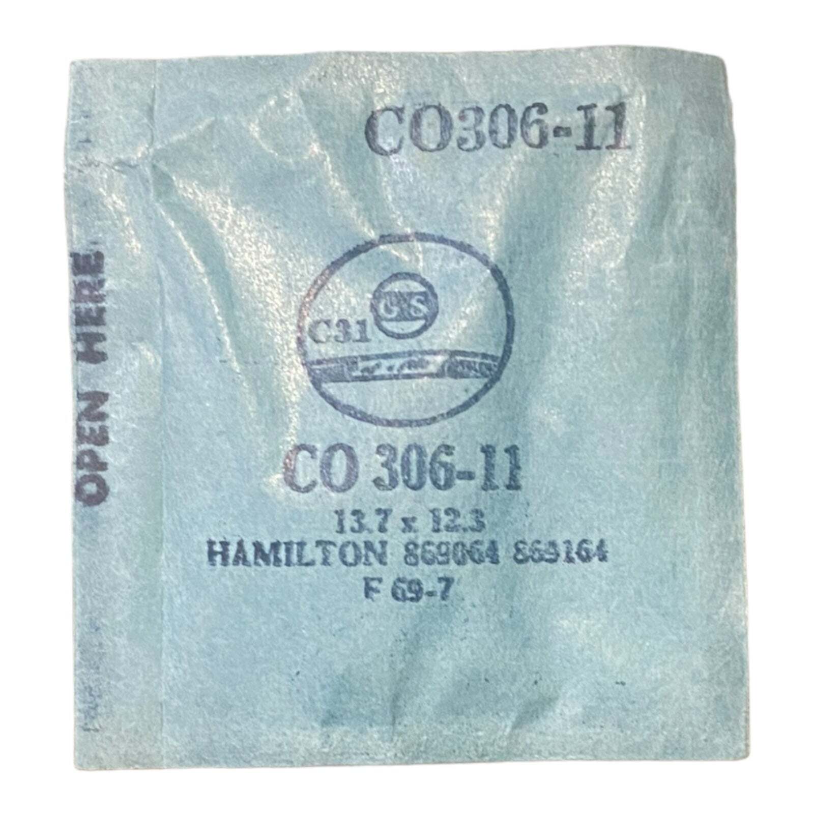 Germanow-Simon Mach (GS) CO306-11 Watch Crystal 13.7×12.3 NOS Part Hamilton