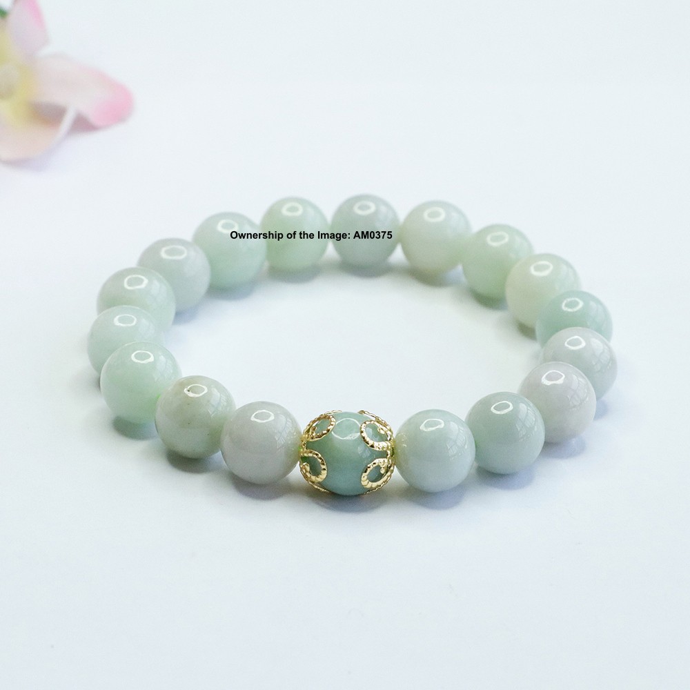 New Natural Grade A Jade Light-Green 10mm Bead Stretch Bracelet 14-16cm