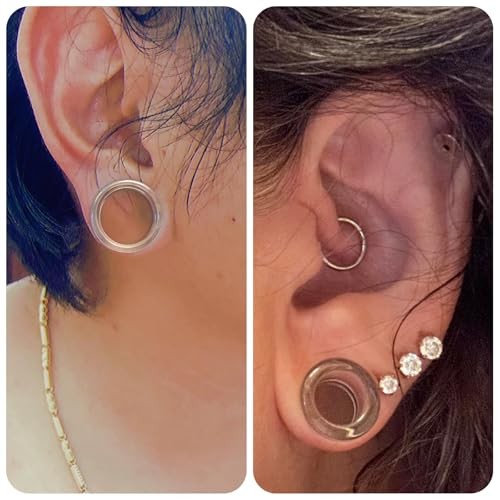 6G-30MM Hollow Acyrylic Gauges for Ear Saddle Plugs Gauges Clear:00G = 10mm.