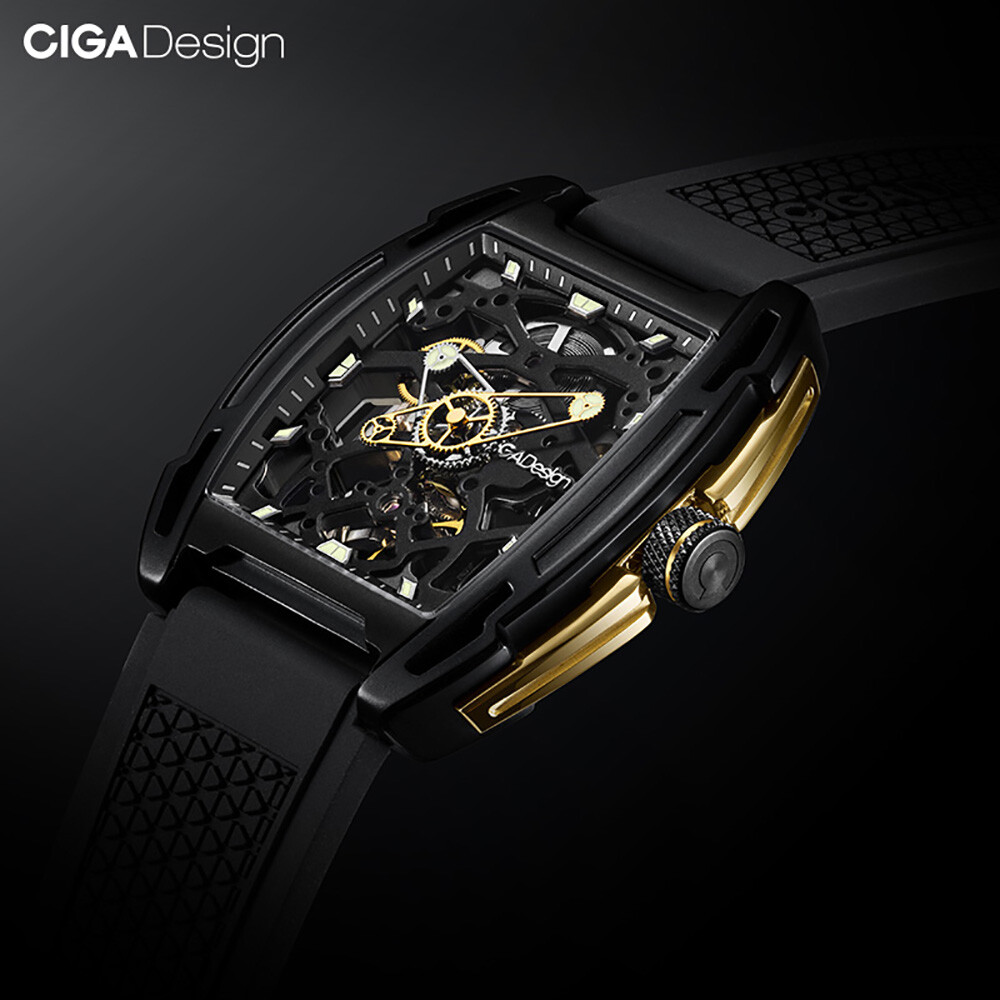 CIGA Design Z Series Automatic Openworked Steel Dlc Gold Black Men’s Watch