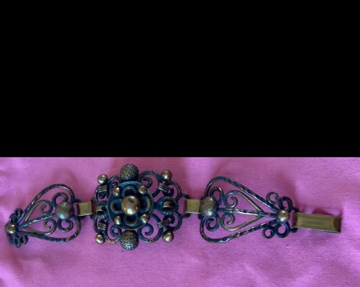 Vintage artisan copper necklace 29.5 In With 2 3/4in Pendant & Bracelet 6 1/2 In