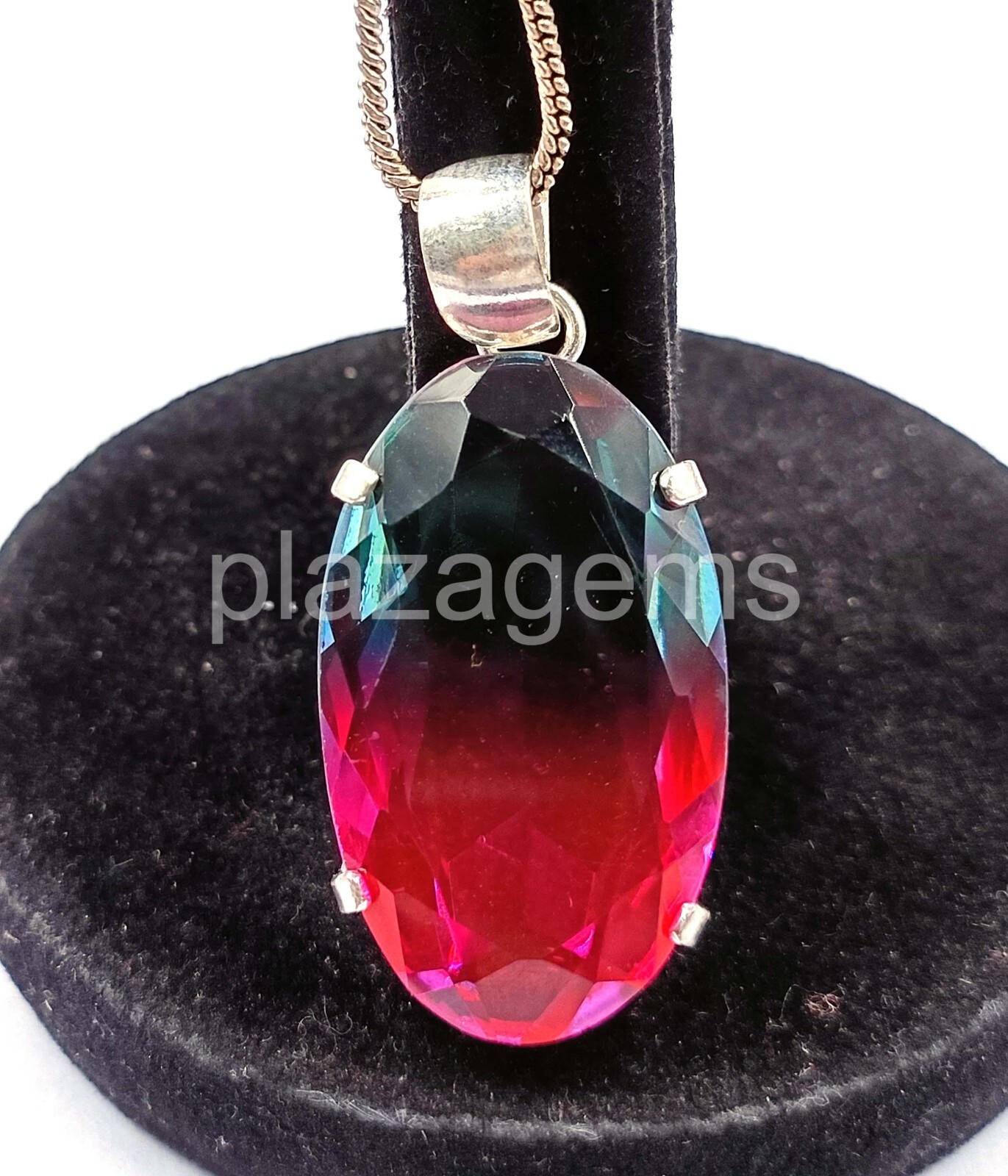 68.50 Ct Oval Cut Bi-Color Pendant 925 Strealing Silver EGL 4RDR