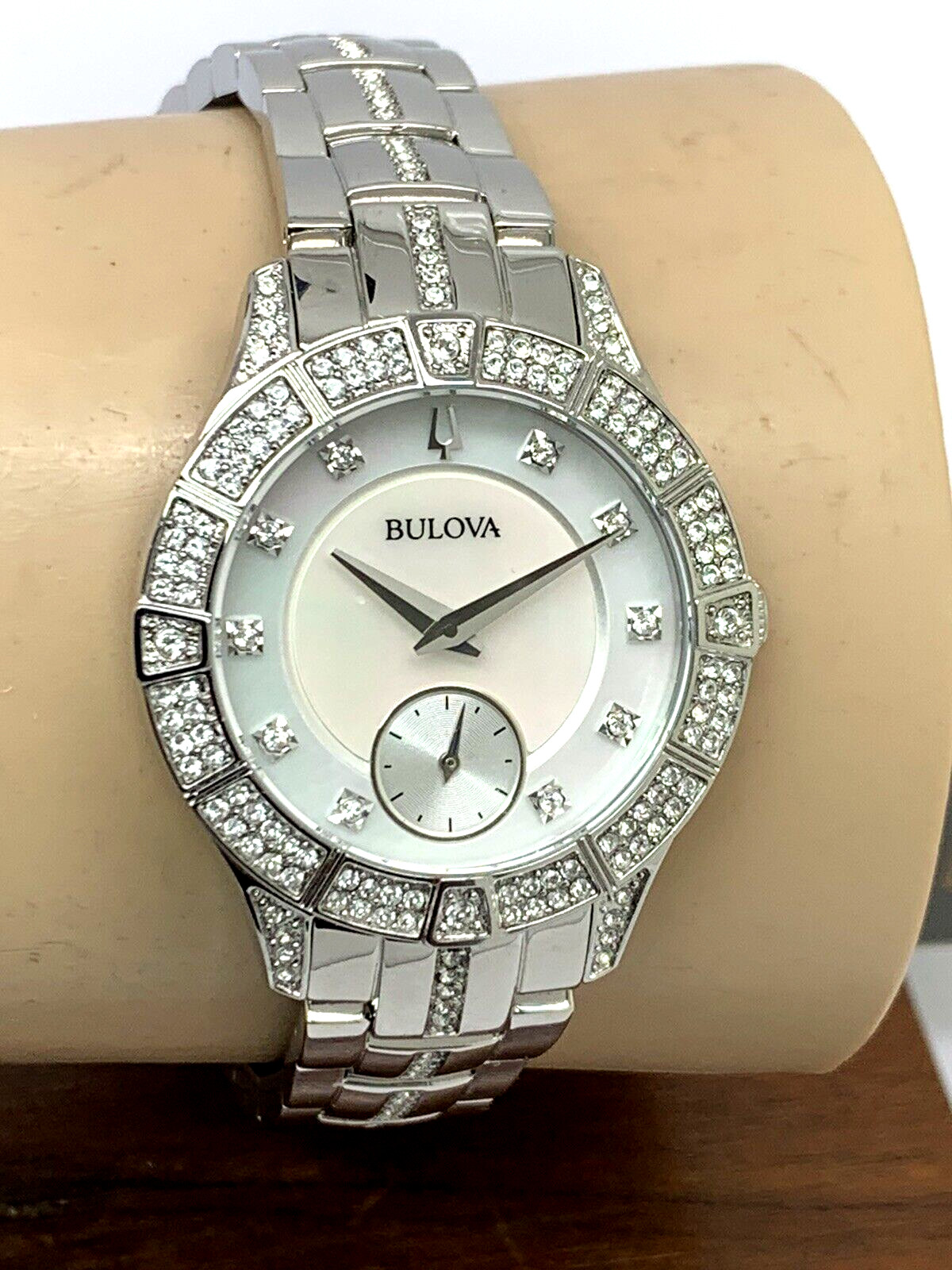 Bulova Women’s Watch 96L291 Quartz White Mother of Pearl Dial Crystal Accent